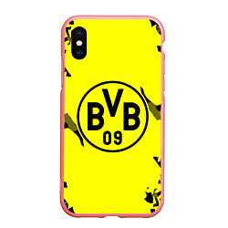 Чехол iPhone XS Max матовый FC Borussia Dortmund: Yellow & Black, цвет: 3D-баблгам