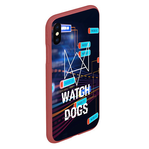 Чехол iPhone XS Max матовый Watch Dogs / 3D-Красный – фото 2