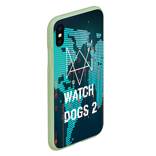 Чехол iPhone XS Max матовый Watch Dogs 2: Network Hack / 3D-Салатовый – фото 2