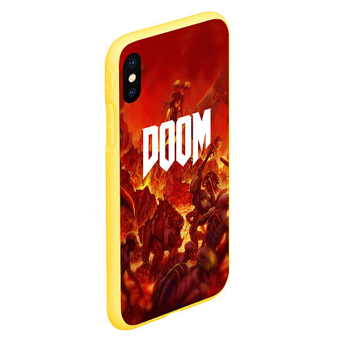 Чехол iPhone XS Max матовый DOOM: Hellfire / 3D-Желтый – фото 2