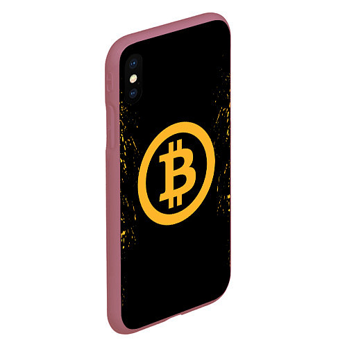 Чехол iPhone XS Max матовый Bitcoin Master / 3D-Малиновый – фото 2