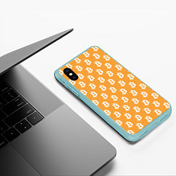 Чехол iPhone XS Max матовый BTC Pattern, цвет: 3D-мятный — фото 2
