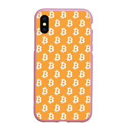 Чехол iPhone XS Max матовый BTC Pattern, цвет: 3D-розовый