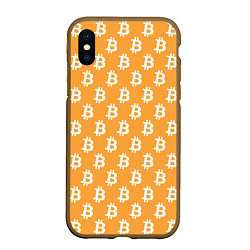 Чехол iPhone XS Max матовый BTC Pattern, цвет: 3D-коричневый