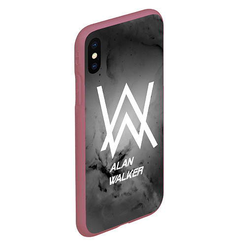 Чехол iPhone XS Max матовый Alan Walker: Black Side / 3D-Малиновый – фото 2