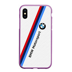 Чехол iPhone XS Max матовый BMW Motorsport: White Carbon, цвет: 3D-фиолетовый