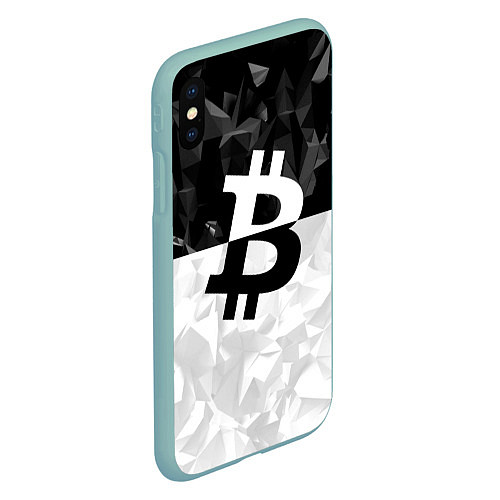 Чехол iPhone XS Max матовый Bitcoin: Poly Style / 3D-Мятный – фото 2