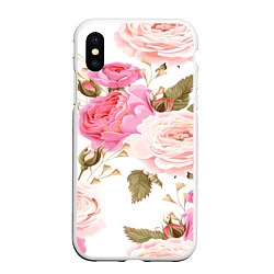 Чехол iPhone XS Max матовый Spring Flowers, цвет: 3D-белый