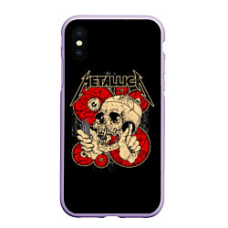 Чехол iPhone XS Max матовый Metallica Skull, цвет: 3D-светло-сиреневый