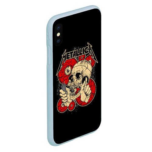 Чехол iPhone XS Max матовый Metallica Skull / 3D-Голубой – фото 2