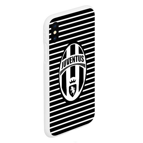 Чехол iPhone XS Max матовый FC Juventus: Black Lines / 3D-Белый – фото 2