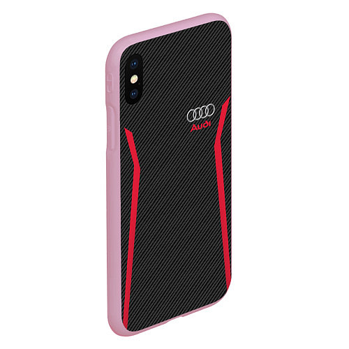 Чехол iPhone XS Max матовый Audi: Black Carbon / 3D-Розовый – фото 2