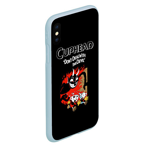 Чехол iPhone XS Max матовый Cuphead: Hell Devil / 3D-Голубой – фото 2