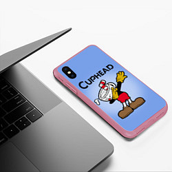 Чехол iPhone XS Max матовый Cuphead Dab, цвет: 3D-малиновый — фото 2