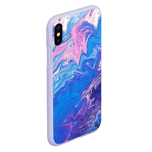 Чехол iPhone XS Max матовый Tie-Dye Blue & Violet / 3D-Светло-сиреневый – фото 2