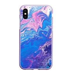 Чехол iPhone XS Max матовый Tie-Dye Blue & Violet, цвет: 3D-светло-сиреневый