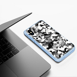 Чехол iPhone XS Max матовый Городской серый камуфляж, цвет: 3D-голубой — фото 2