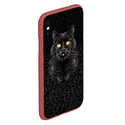 Чехол iPhone XS Max матовый Чёрный котик, цвет: 3D-красный — фото 2