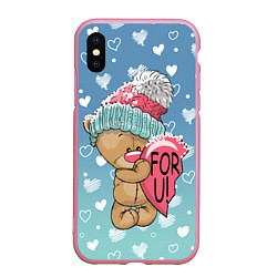 Чехол iPhone XS Max матовый Bear for U, цвет: 3D-розовый