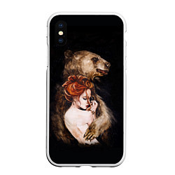 Чехол iPhone XS Max матовый Лесной защитник, цвет: 3D-белый