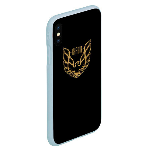 Чехол iPhone XS Max матовый Khabib: Gold Eagle / 3D-Голубой – фото 2