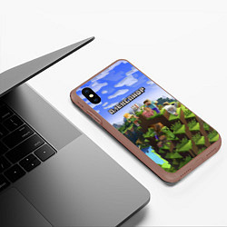 Чехол iPhone XS Max матовый Майнкрафт: Александр, цвет: 3D-коричневый — фото 2