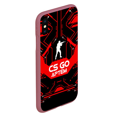 Чехол iPhone XS Max матовый CS:GO - Артём / 3D-Малиновый – фото 2