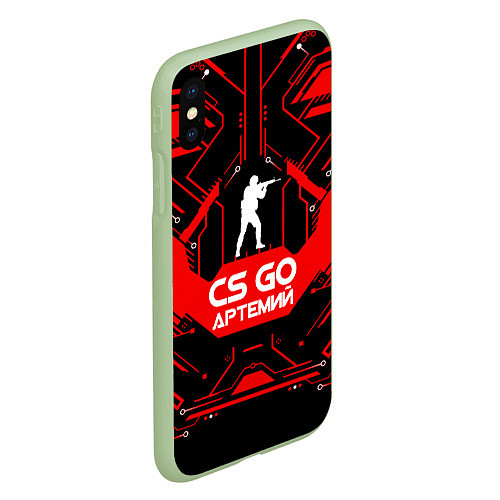 Чехол iPhone XS Max матовый CS:GO - Артемий / 3D-Салатовый – фото 2