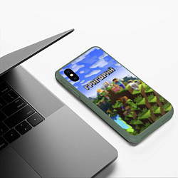 Чехол iPhone XS Max матовый Майнкрафт: Григорий, цвет: 3D-темно-зеленый — фото 2