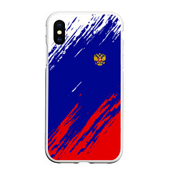 Чехол iPhone XS Max матовый RUSSIA SPORT, цвет: 3D-белый