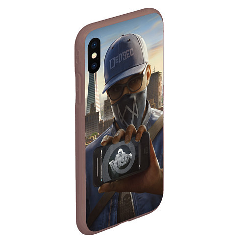 Чехол iPhone XS Max матовый Watch Dogs Man / 3D-Коричневый – фото 2