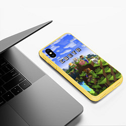 Чехол iPhone XS Max матовый Майнкрафт: Света, цвет: 3D-желтый — фото 2