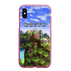 Чехол iPhone XS Max матовый Minecraft: Настя, цвет: 3D-малиновый