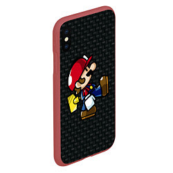 Чехол iPhone XS Max матовый Super Mario: Black Brick, цвет: 3D-красный — фото 2