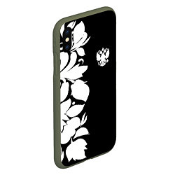 Чехол iPhone XS Max матовый Russia: B&W Floral, цвет: 3D-темно-зеленый — фото 2