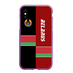 Чехол iPhone XS Max матовый Belarus Style, цвет: 3D-фиолетовый