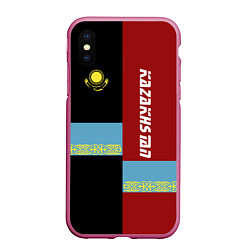 Чехол iPhone XS Max матовый Kazakhstan, цвет: 3D-малиновый