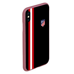 Чехол iPhone XS Max матовый FC Atletico Madrid: Red Line, цвет: 3D-малиновый — фото 2