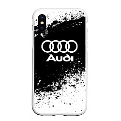 Чехол iPhone XS Max матовый Audi: Black Spray, цвет: 3D-белый