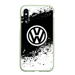 Чехол iPhone XS Max матовый Volkswagen: Black Spray, цвет: 3D-салатовый
