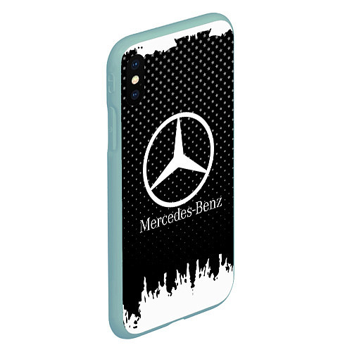 Чехол iPhone XS Max матовый Mercedes-Benz: Black Side / 3D-Мятный – фото 2