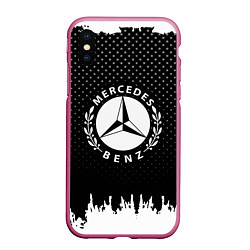 Чехол iPhone XS Max матовый Mercedes-Benz: Black Side, цвет: 3D-малиновый