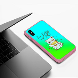 Чехол iPhone XS Max матовый I'm fluffy, not fat, цвет: 3D-малиновый — фото 2