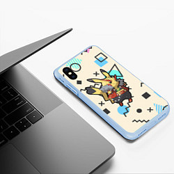 Чехол iPhone XS Max матовый Pikachu Geometry, цвет: 3D-голубой — фото 2