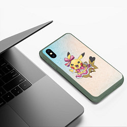 Чехол iPhone XS Max матовый Пикачу-девочка, цвет: 3D-темно-зеленый — фото 2