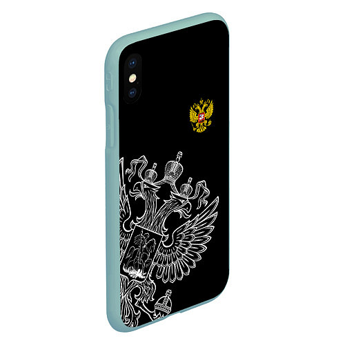 Чехол iPhone XS Max матовый Russia: Black Edition / 3D-Мятный – фото 2