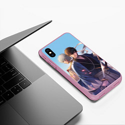 Чехол iPhone XS Max матовый Gintama, цвет: 3D-розовый — фото 2