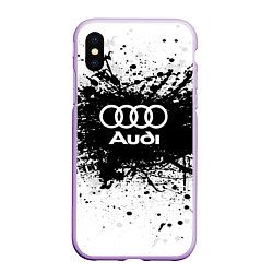 Чехол iPhone XS Max матовый Audi: Black Spray, цвет: 3D-сиреневый