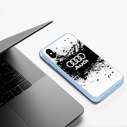 Чехол iPhone XS Max матовый Audi: Black Spray, цвет: 3D-голубой — фото 2