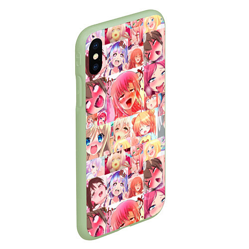 Чехол iPhone XS Max матовый Ahegao / 3D-Салатовый – фото 2